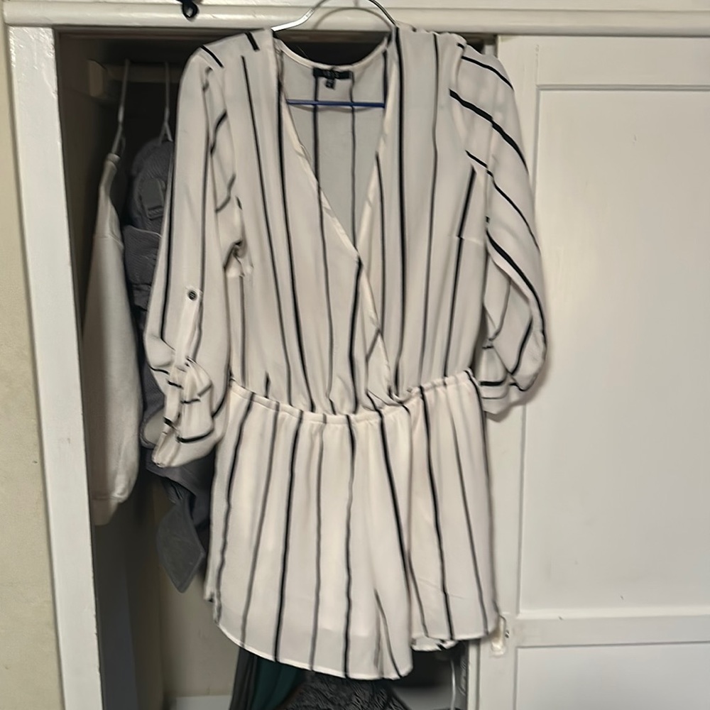 White black stripe romper